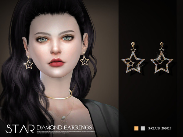 Sims 4 — S-Club ts4 LL EARRINGS 20225 by S-Club — Stars earrings, hope you like, thank you.