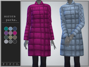 Sims 4 — Aurora Parka. by Pipco — A trendy, long coat in 12 colors. Base Game Compatible New Mesh All Lods Specular and