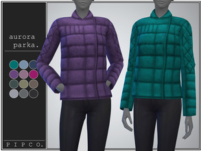 Sims 4 — Aurora Parka (Short). by Pipco — A trendy coat in 12 colors. Base Game Compatible New Mesh All Lods Specular and
