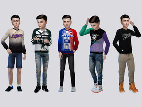 Sims 4 — SL Crewnecks 2 Kids by McLayneSims — TSR EXCLUSIVE Standalone item 5 Swatches MESH by Me NO RECOLORING Please