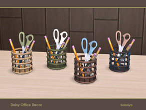 Sims 4 — Daisy Office Decor. Pencils Holder by soloriya — Pencils holder. Part of Daisy Office Decor set. 4 color
