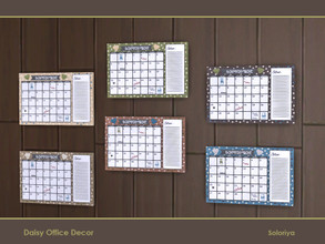 Sims 4 — Daisy Office Decor. Calendar, v1 by soloriya — Calendar, v1. Part of Daisy Office Decor set. 6 color variations.
