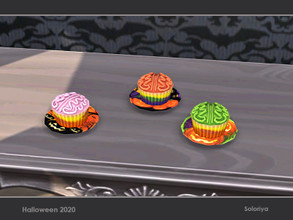 Sims 4 — Halloween 2020. Cupcake  by soloriya — Decorative cupcake with &quot;brain&quot;. Part of Halloween 2020