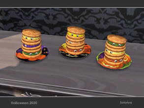 Sims 4 — Halloween 2020. Pancakes by soloriya — Decorative pancakes. Part of Halloween 2020 set. 3 color variations.