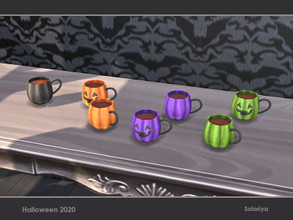 Sims 4 — Halloween 2020. Mug by soloriya — Decorative mug with tea. Part of Halloween 2020 set. 3 color variations.