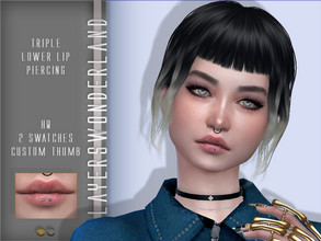 Sims 4 — Triple Lower Lip Piercing by PlayersWonderland — HQ 2 Swatches Custom thumbnail All LOD's Right Lip Ring !! May