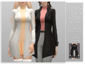 Sims 4 — Allison Top with Coat by Dissia — Allison Top with Coat 16 swaches Hope you like it ;)