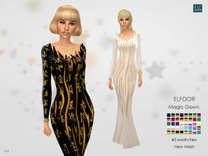 Sims 4 — Magic Gown by Elfdor — - 30 swatches - teen to elder - formal, party - base game compatible - maxis match Hope