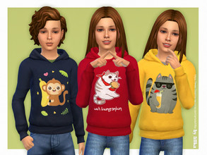 Sims 4 — Childrens Hoodie 02 by lillka — Hoodie for Girls and Boys 3 swatches Base game compatible Custom thumbnail Hair