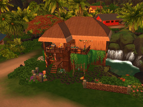 Sims 4 — Sulani hut by Anny_M4 — Here is a tiny hut in Sulani near a small waterfall and amazing view on sunset from the