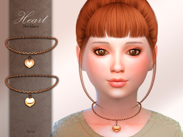 Sims 4 — Heart Necklace Child by Suzue — F. Updated (2021) -New Mesh (Suzue) -10 Swatches (2 Styles) -For Female (Child)