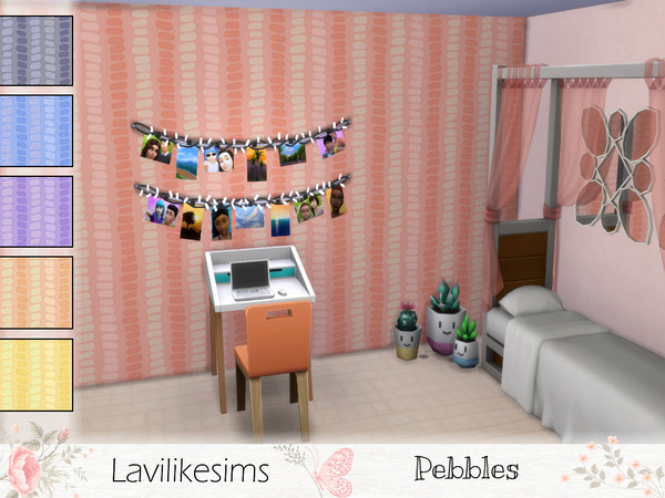 Sims 4 — Pebbles by lavilikesims — A cute and colorful wallpaper to liven up your sims rooms, comes in 6 different