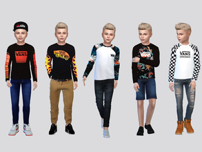 Sims 4 — VANS Longsleeve Shirt Kids by McLayneSims — TSR EXCLUSIVE Standalone item 6 Swatches MESH by Me NO RECOLORING