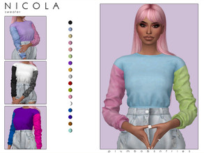 Sims 4 — NICOLA | sweater by Plumbobs_n_Fries — New Mesh Colour Block Sweater HQ Texture Female | Teen - Elders Hot and