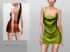 Sims 4 — Jius-Silk-satin mini dress by Jius — -Silk-satin mini dress -8 colors -Party/Hot Weather -Custom thumbnail -Base