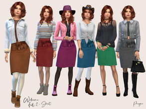 Sims 4 — WelcomeFall 2 by Paogae — Funny suede skirt with fringes and studs at the waist, it comes in six colors suitable