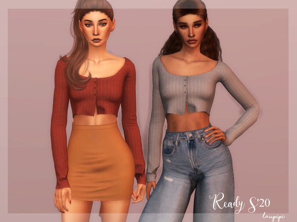 Sims 4 — Cardigan Top s20 - TP347 by laupipi2 — New short cardigan ready for your outfits! New mesh, all LODs Base game