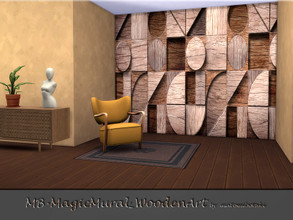 Sims 4 — MB-MagicMural_WoodenArt by matomibotaki — MB-MagicMural_WoodenArt, modern wall mural with wooden sculpture