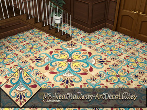 Sims 4 — MB-NeatHallway-ArtDecoLillies by matomibotaki — MB-NeatHallway-ArtDecoLillies, elegant floral art deco tile
