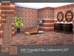 Sims 4 — MB-TrendyTile_CopperArt_SET by matomibotaki — MB-TrendyTile_CopperArt_SET, 3 handcrafted copper tile walls and 2