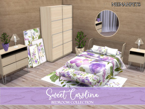 Sims 4 — Sweet Carolina Bedroom {Mesh Required} by neinahpets — A lovely purple watercolor bedroom set. Set Includes: Bed