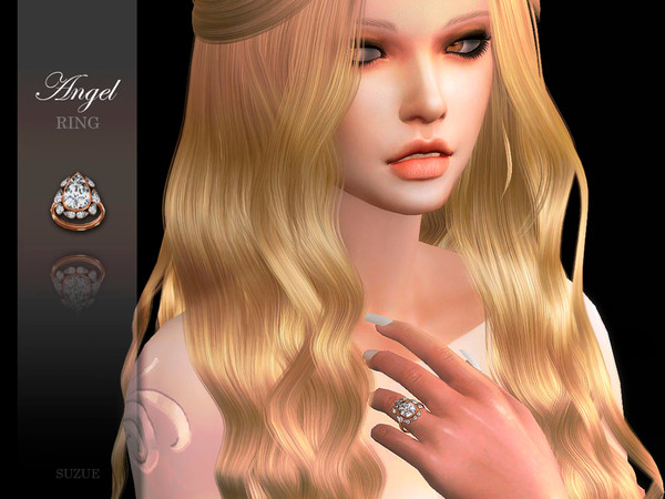 Sims 4 — Angel Ring by Suzue — -New Mesh (Suzue) -5 Swatches -For Female (Teen to Elder) -Ring Category -HQ Compatible