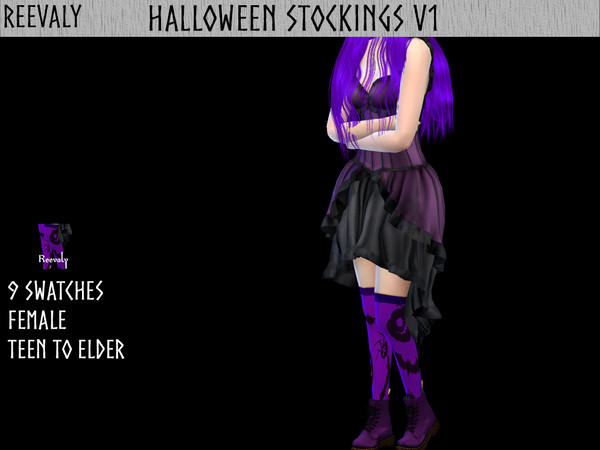 Sims 4 — Halloween Stockings V1 by Reevaly — 9 Swatches. Teen to Elder. For Female. Base Game. EA Mesh.