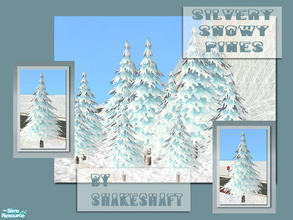 Sims 2 — Silvery Snowy Pines by Shakeshaft — A set of three silvery snowy pines in three sizes for that magical wintery