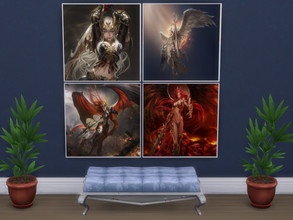 Sims 4 — League of Angels paintings set 1 by Emma4ang3l2 — This set contains 16 paintings with 16 different angels from