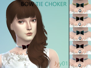 Sims 4 — Bow tie choker by jyy01 — 5 colors For: - Female - Teen, Adult, Young Adult, Elder 