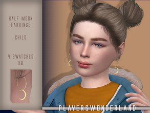 Sims 4 — Half Moon Earrings CHILD by PlayersWonderland — 4 Swatches HQ Custom thumbnail