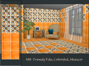 Sims 4 — MB-TrendyTile_Colorful_Mexico by matomibotaki — MB-TrendyTile_Colorful_Mexico, bright and colorful tile wall in
