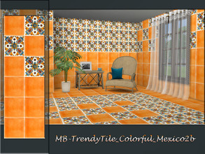 Sims 4 — MB-TrendyTile_Colorful_Mexico2b by matomibotaki — MB-TrendyTile_Colorful_Mexico2b, bright and colorful tile wall