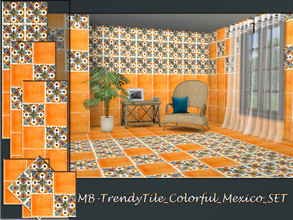 Sims 4 — MB-TrendyTile_Colorful_Mexico_SET by matomibotaki — MB-TrendyTile_Colorful_Mexico_SET, bright and colorful tile