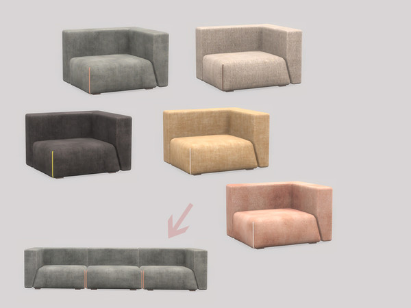 Sims 4 — Living Avon - Sofa (Right) by ung999 — Living Avon - Sofa (Right) Color Options : 5 Located at : Comfort / sofa