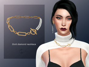 Sims 4 — Jius-Gold diamond necklace 01 by Jius — -Gold diamond necklace -2 colors -Everyday/Party -Custom thumbnail -Base