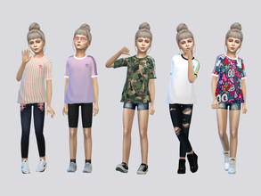 Sims 4 — ADIDAS Tees Girls by McLayneSims — TSR EXCLUSIVE Standalone item 14 Swatches MESH by Me NO RECOLORING Please