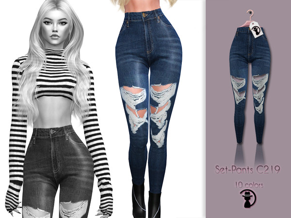 Sims 4 — Pants C219 by Daph's — 10 Swatches Works with all of skins Custom Thumbnail Teen to Elder For; Female