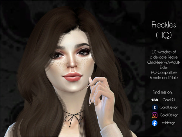 Sims 4 — Freckles (HQ) by Caroll912 — - A delicate faux freckle texture for light skin tones. - 10 swatches - 5 for