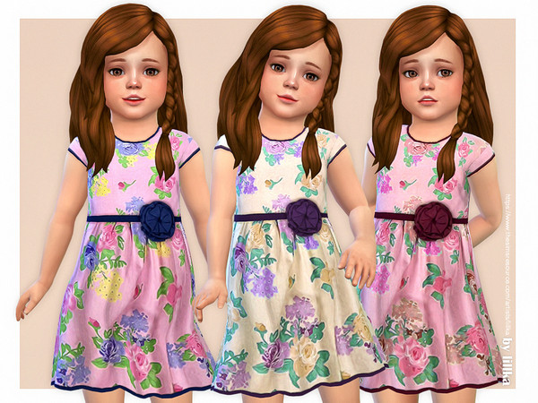 Sims 4 — Lucia Dress by lillka — Lucia Dress for Toddler Girls 3 swatches Base game compatible Custom thumbnail Hair by