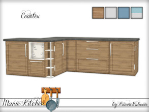 Sims 4 — Marie Kitchen - Counter by ArwenKaboom — Base game kitchen counter in 8 recolors. 
