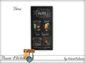 Sims 4 — Marie Kitchen - Menu by ArwenKaboom — Base game wall menu in 4 recolors. 