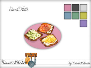 Sims 4 — Marie Kitchen - Toast Plate by ArwenKaboom — base game toast plate in 7 recolors. 