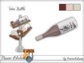 Sims 4 — Marie Kitchen - Wine Bottle by ArwenKaboom — Base game wine bottle in 3 recolors. 