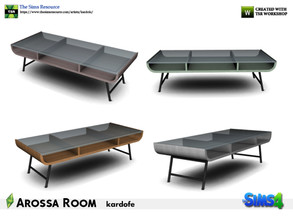 Sims 4 — kardofe_Arossa Room_CoffeeTable by kardofe — Coffee table, with a simple design, in wood and metal with a glass