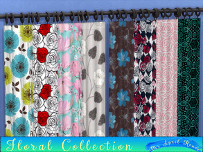 Sims 4 — Floral Collection - City Living required.  by msaprilrenee — Medium height curtains in 8 floral styles. By
