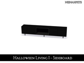 Sims 4 — Halloween Living I - Sideboard {Mesh Required} by neinahpets — A black wooden sideboard.