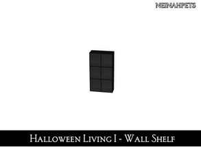 Sims 4 — Halloween Living I - Wall Shelf {Mesh Required} by neinahpets — A cubby wall shelf in black wood.