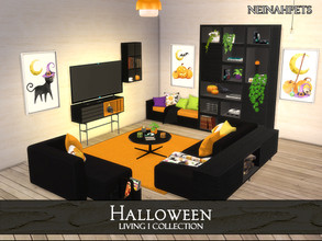 Sims 4 — Halloween Living I {Mesh Required} by neinahpets — A Halloween living collection suite in 5 colors and black