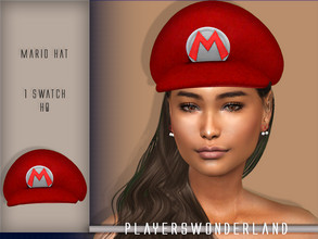 Sims 4 — Mario Default Red Hat by PlayersWonderland — HQ 1 Swatch Custom thumbnail